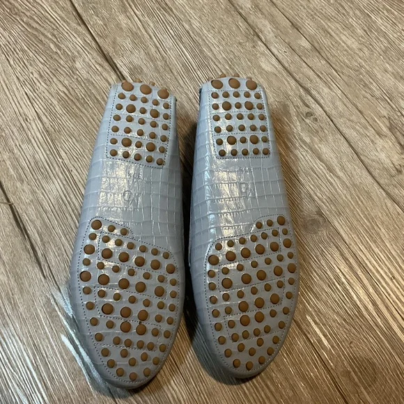 M. Gemi Felize Leather Moccasin Driving Loafers Light Blue Womens Size 37.5,US 7 - Picture 3 of 5